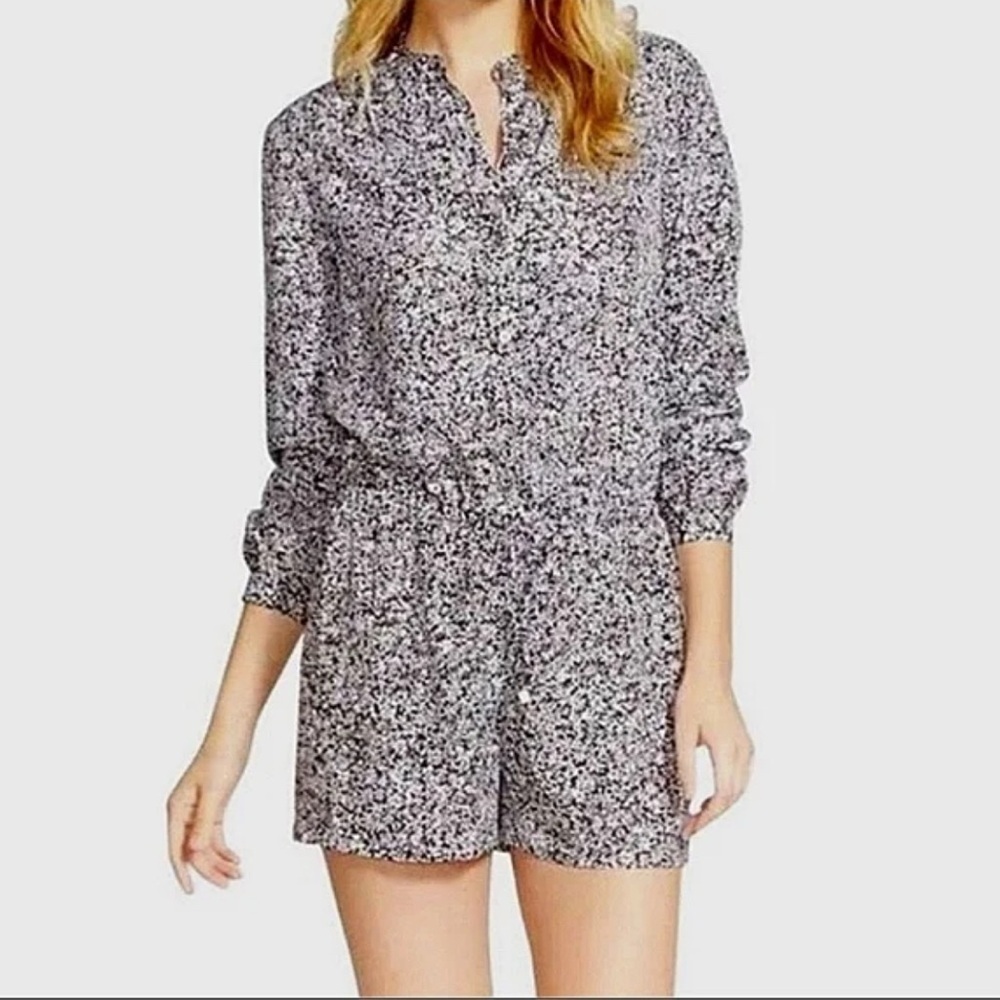 Michael Kors Romper Black and White Floral Print Jumpsuit  size M